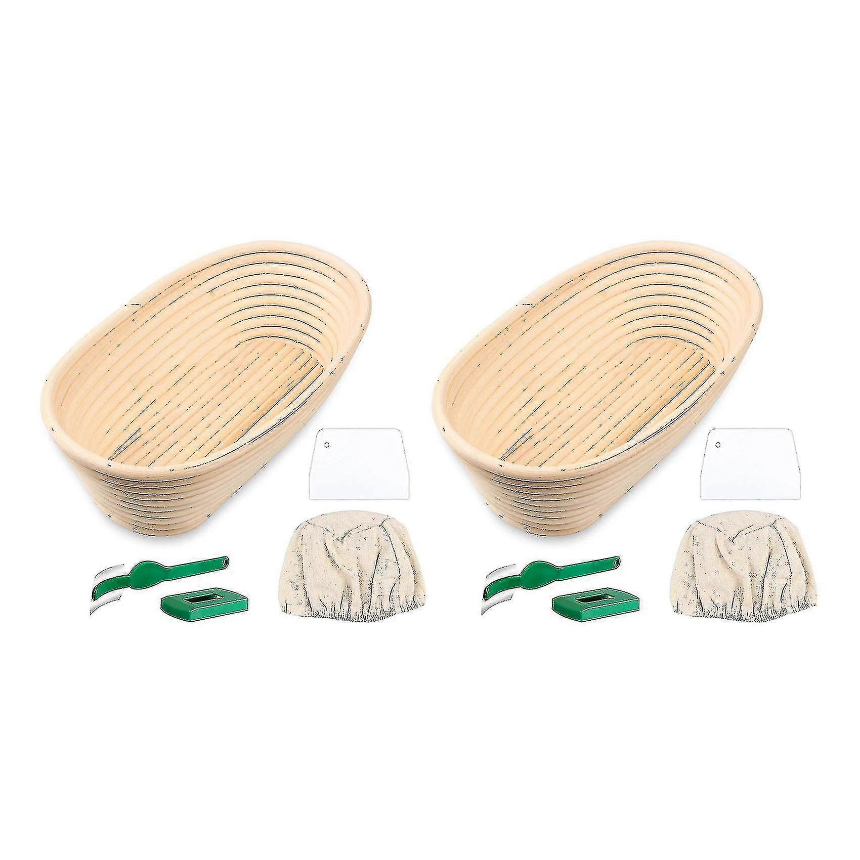 2x soikea leivänkestävä kori, käsintehty banneton leivänkestävä kori Brotform ja leipä ontuva (9.6 hy