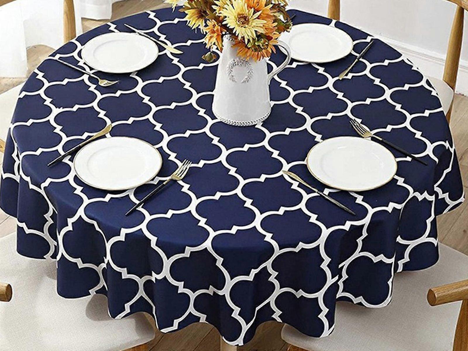 100cm Waterproof Tablecloth Round Tablecloth Dining Tablecloth Blue