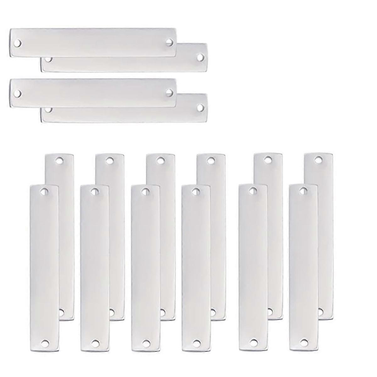 16Pcs 304 Stainless Steel Connector Charms, Blank Tags Rectangle Stamping Blank Tags with 2 Holes f