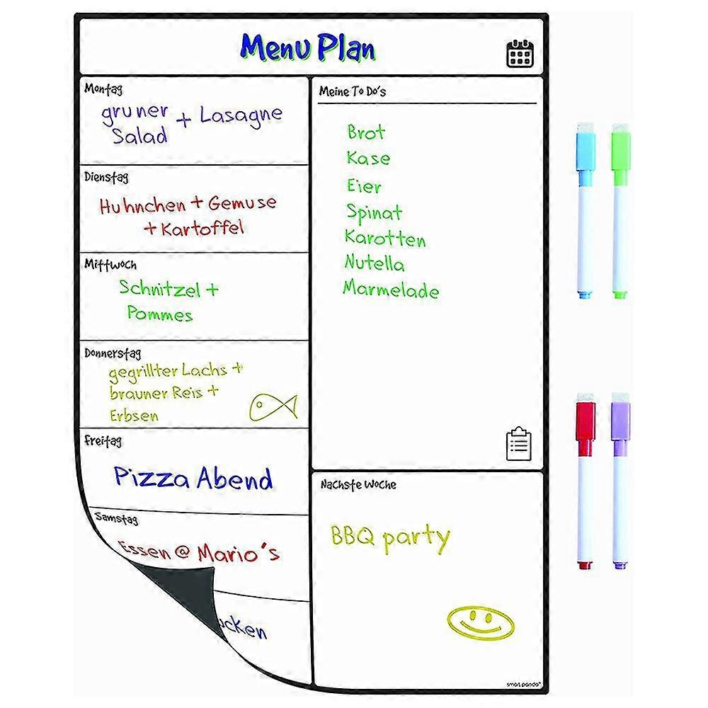 Ctmw Magnetic Whiteboard Fridge Calendar Of Useful Menu Planner, Memo Or Weekly Shopping List Compatible With Adults And Children - Notepad Comes With