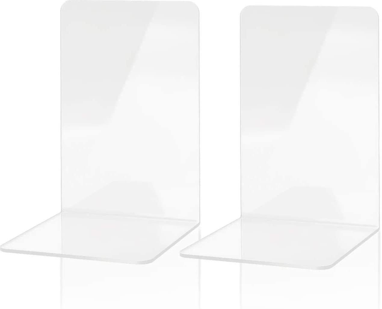Clear Acrylic Bookends, Non-slip Desktop Storage Rack