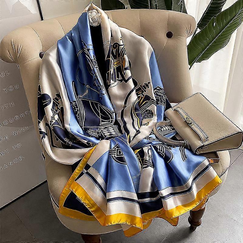 Wabjtam Imitate Chiffon Silk Long Stole Scarf Shawl Wrap Carriage Print 70" * 35"