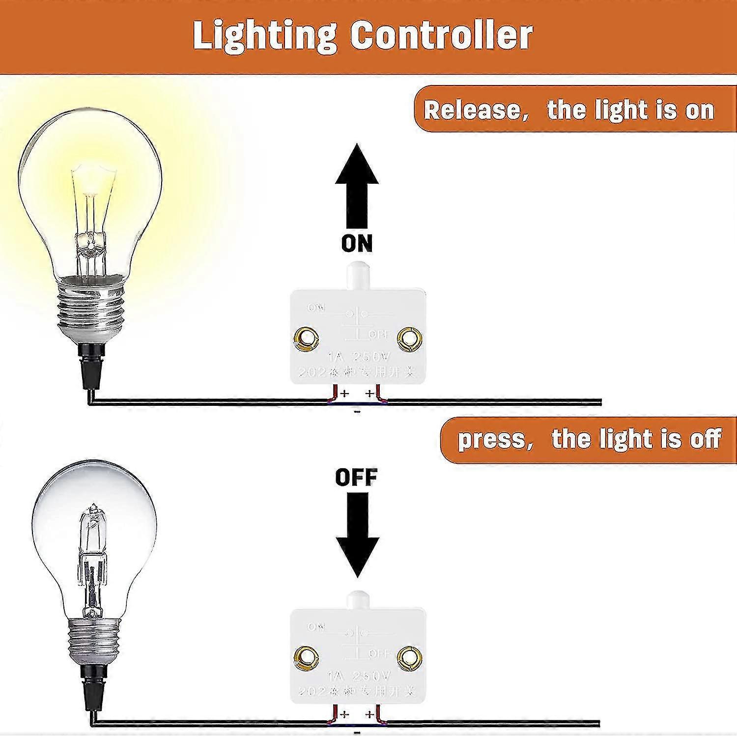 8 Pieces Cabinet Light Switch Automatic Door Contact Switch (white)