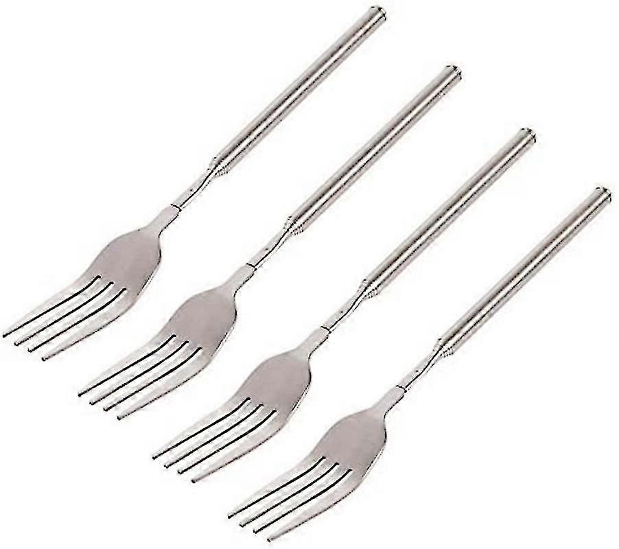 4 Pcs Telescopic Fork Extendable Long Handle Fork Barbecue Toasting Dinner