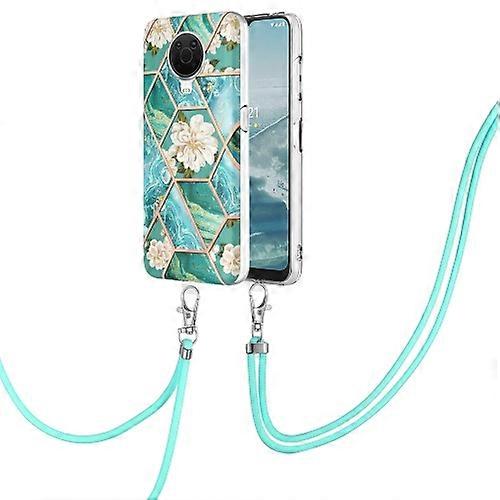 For Nokia G20 / G10 Splicing Marble Flower Pattern TPU Phone Case with Lanyard