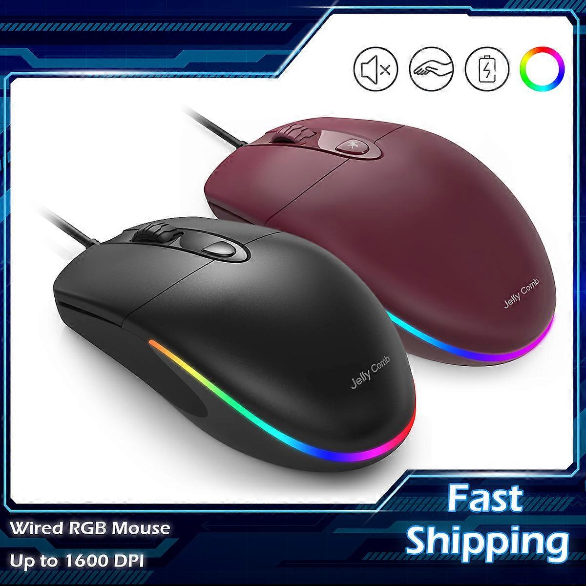 JWL-USB Wired Mouse RGB Backlit Optical Silent Computer Mouse 1600