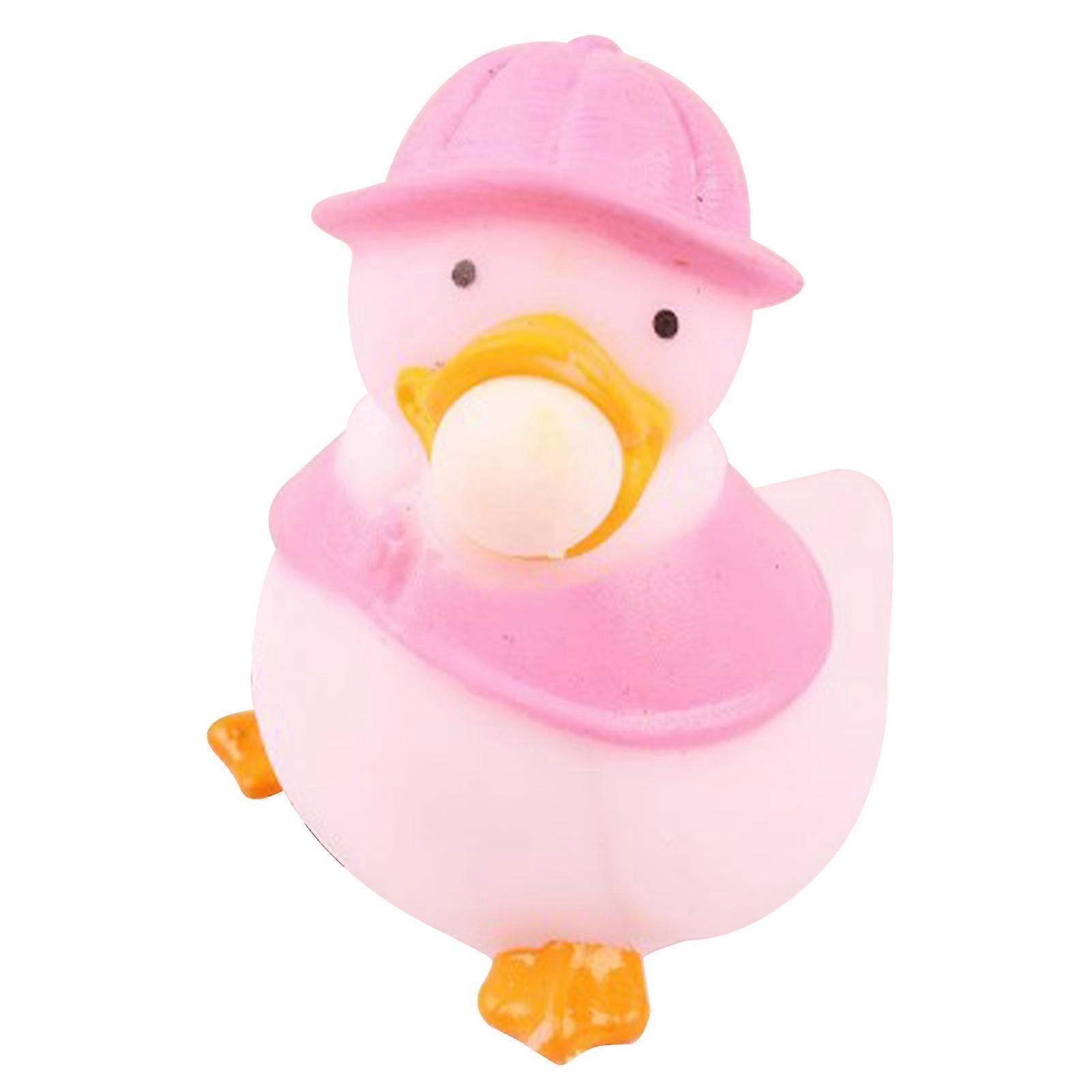 Stress Ball Duck Squeezy Bubbles Reduce Anxiety Soft Stretchy Ball for Children and Adults Pink