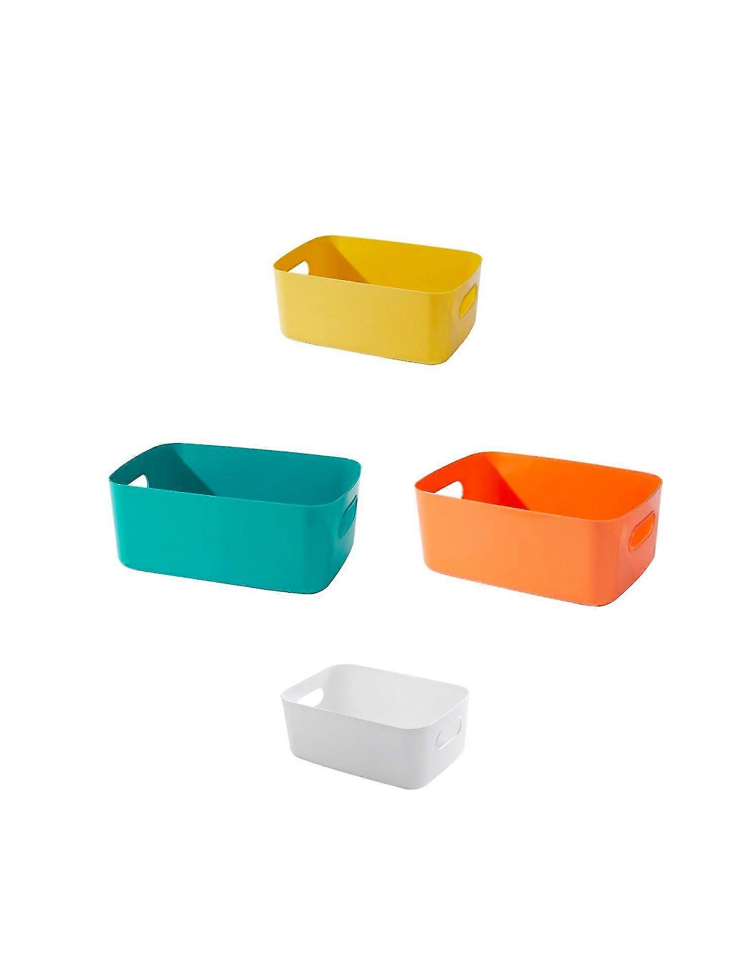 4 Pack Plastic Storage Baskets, Multicolor Storage Boxes