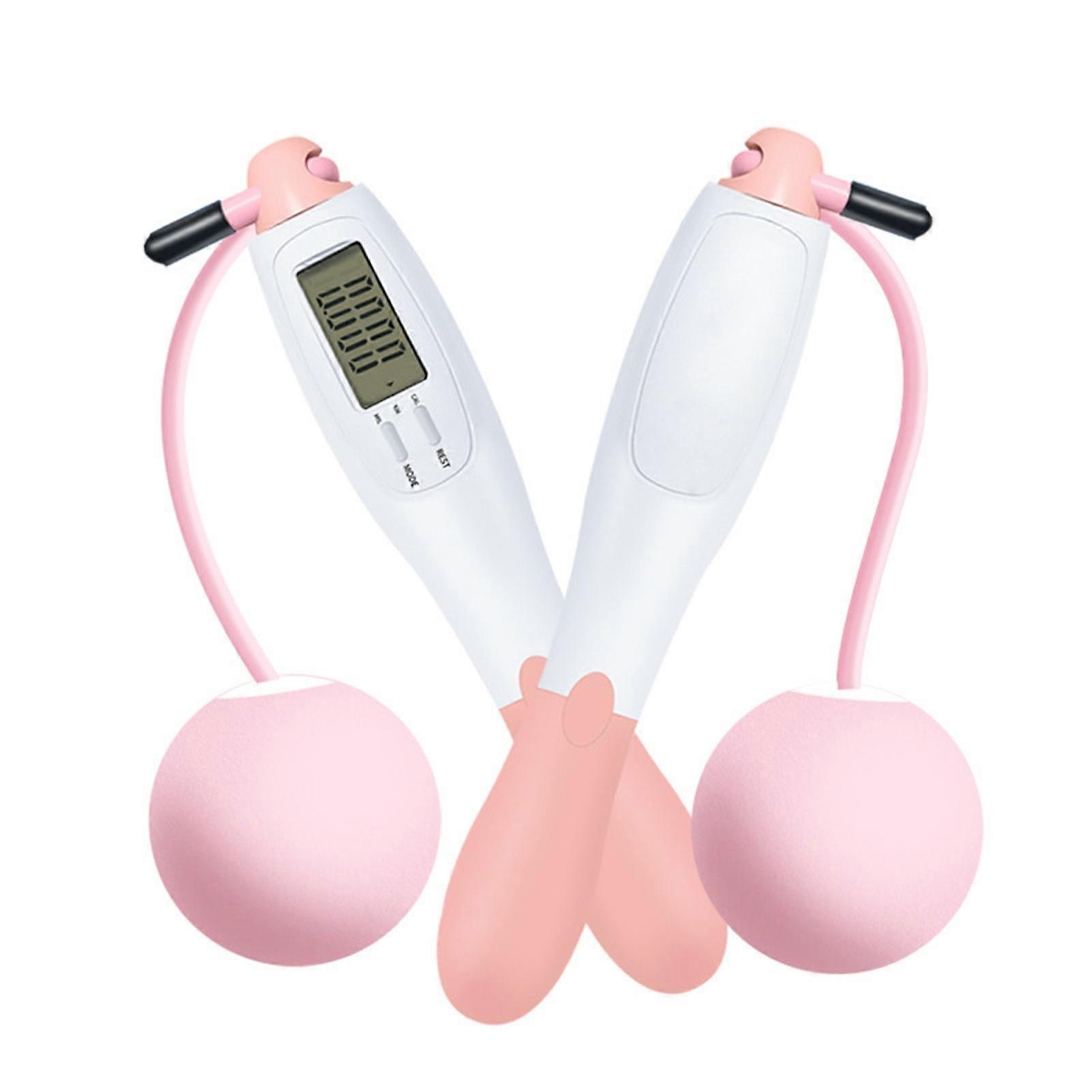 1 Pair Big Ball Jump Rope LCD Screen Four Modes Non-Slip Handle Exercise Fitness Equipment Free Adjustable Smart Electronic Cordless Jump Rope for Adu