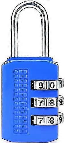 Keyless 3-digit combination padlock, blue.