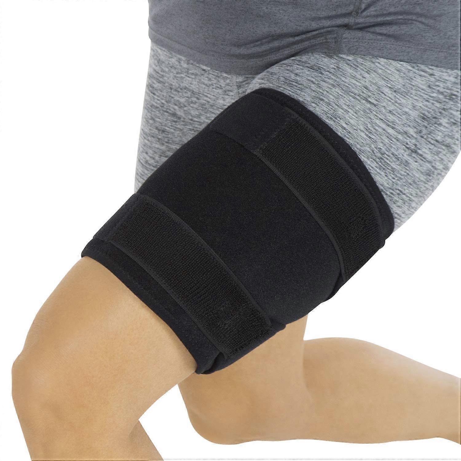 Thigh Brace - Hamstring Quad Wrap - Adjustable Compression Sleeve Support For Pulled Groin Muscle, Sprains, Quadricep, Tendinitis, Workouts, Sciatica 