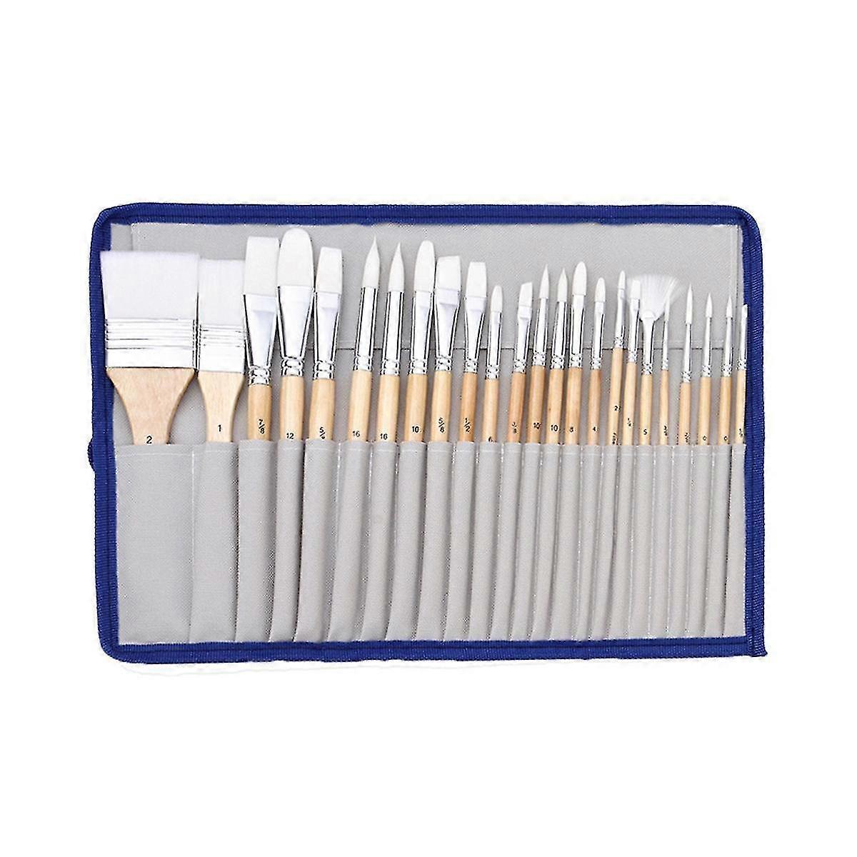 Basics Paint Brush Set Multi-shaped Nylon Paint Brushes For Acrylic Oil Watercolor Gouache 24-piece