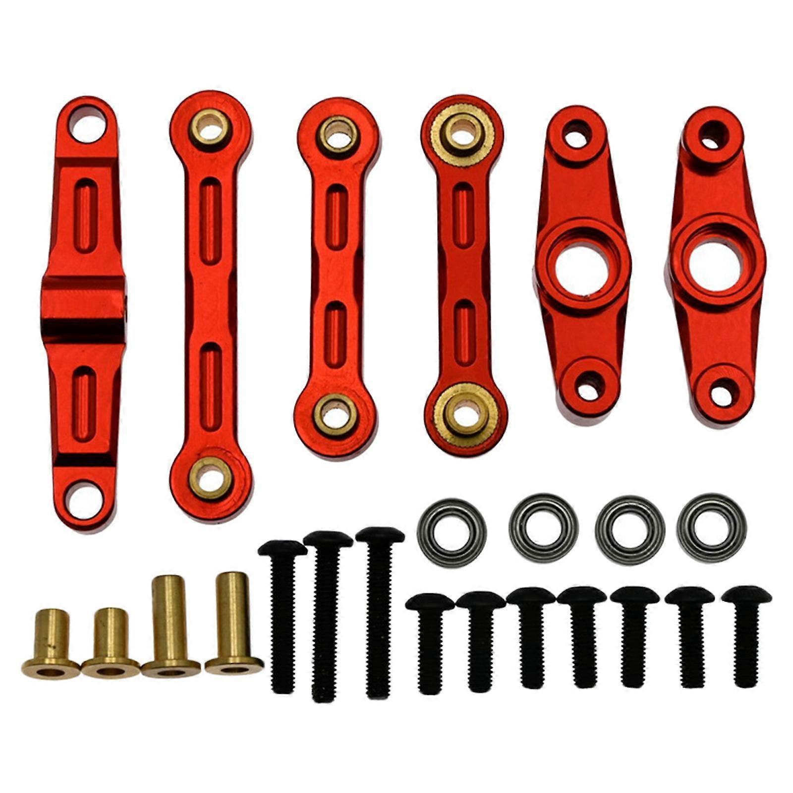 6 pz in metallo rc sterzo sterzo per auto, aste di trazione per carrozzeria per TT02 1/10 arrampicata su roccia RC auto buggy camion pezzi di ricambio accessorio - rosso
