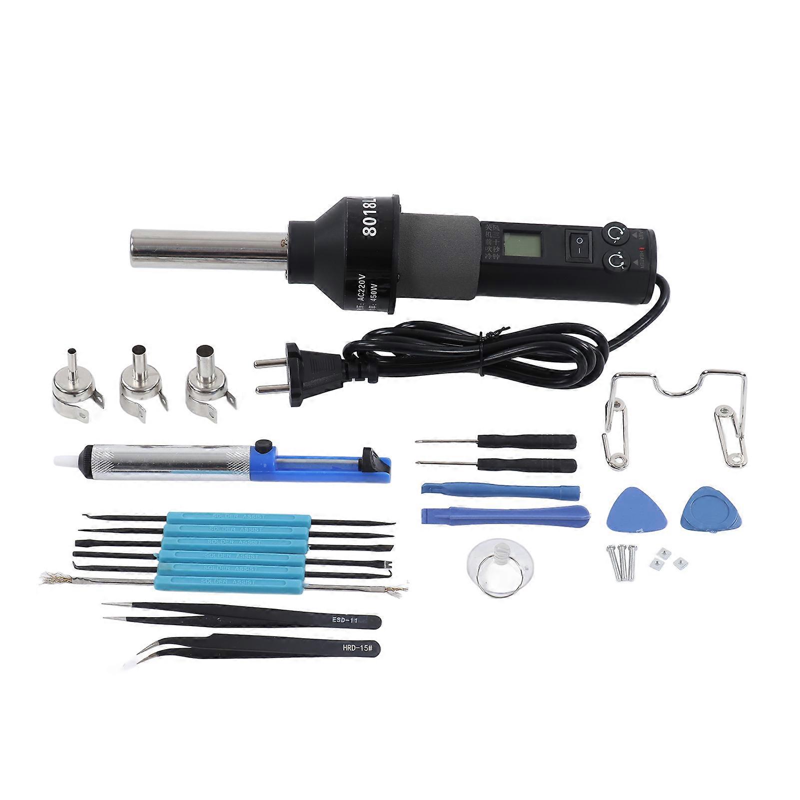 Portable LCD Display Hot Air Gun Adjustable Electronic Heat Gun Soldering Desoldering Tools EU Plug 220V