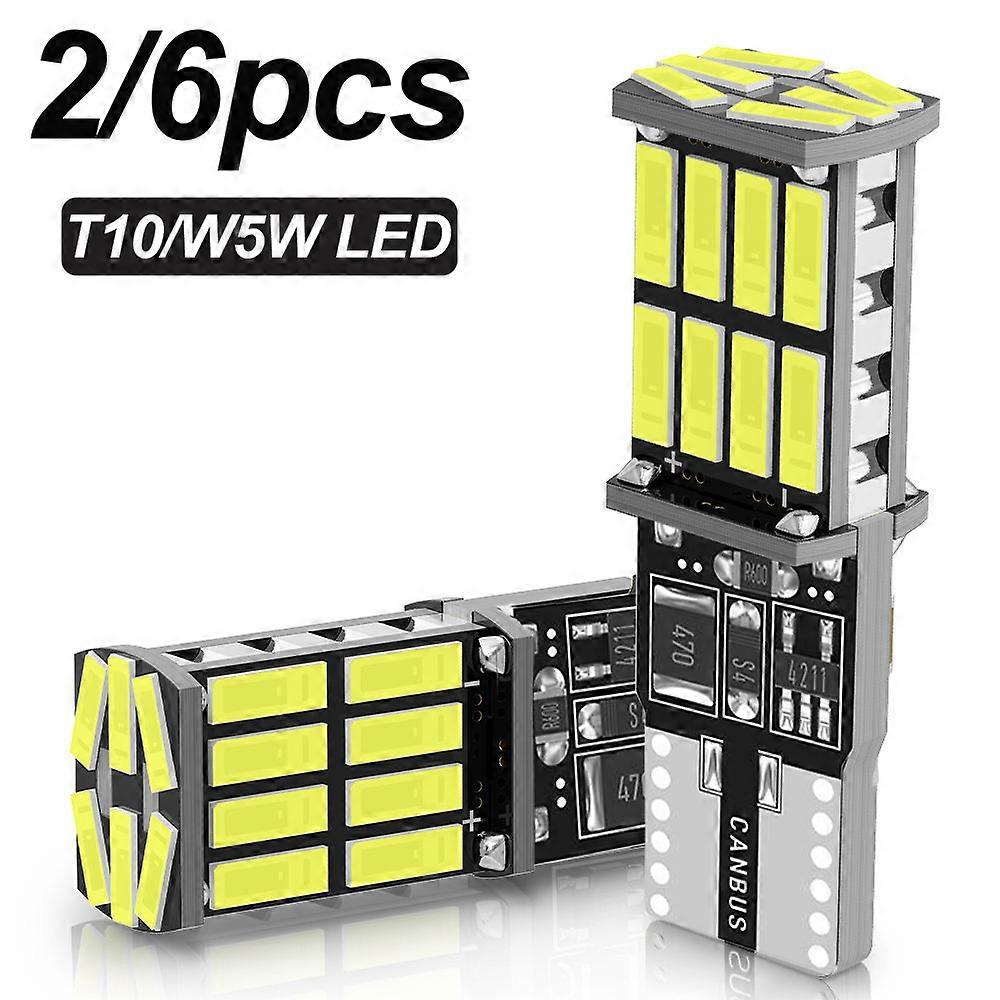 2/6pcs High Power 4014 26SMD LED T10 W5W Bulb Canbus Interior Dome car lights Auto Width Reading Lamp White Red Amber