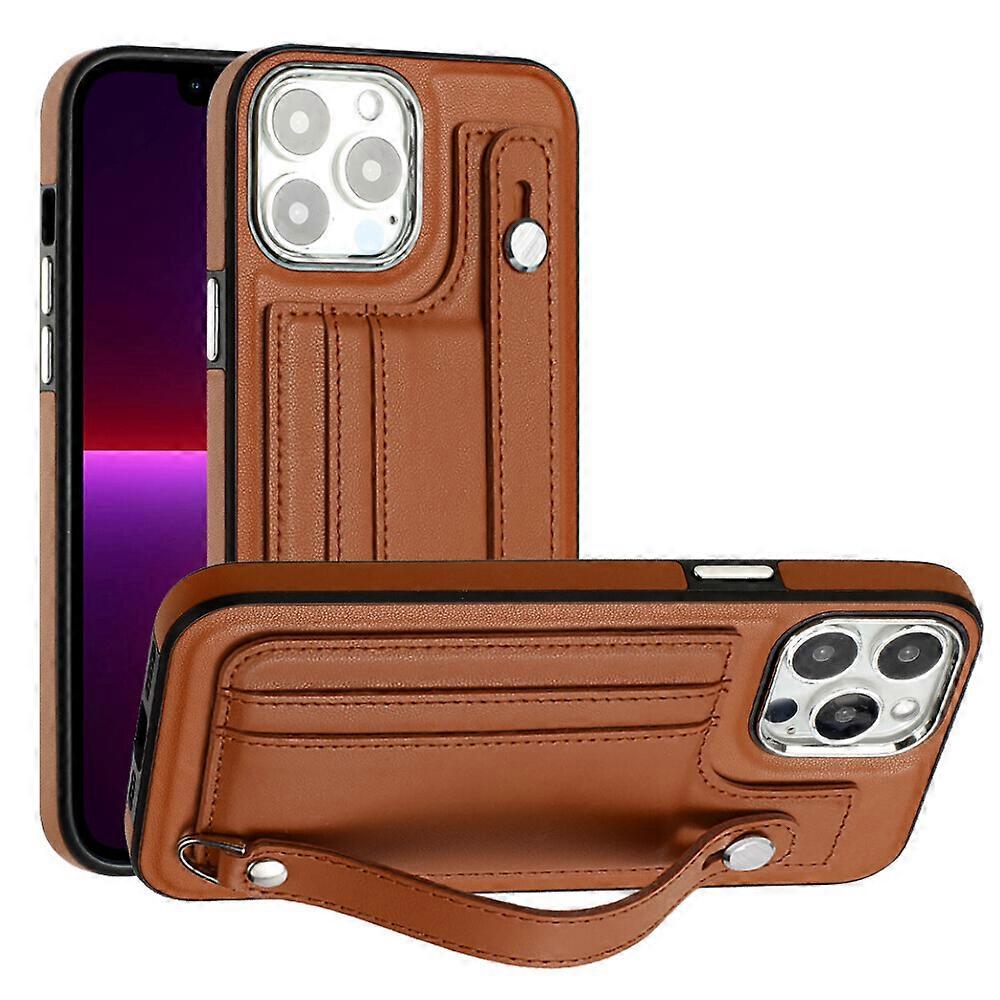 Compatible with iPhone 13 Pro Credit Card Slots Holder PU Leather Wallet Case with Wristband