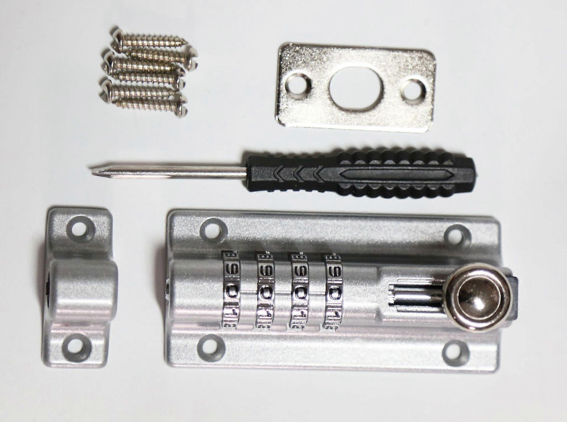 Combination Lock Hasp, Waterproof 4 Digit Combination Lock with Security Fixing Screws for Cabinet, Sheds, Silver