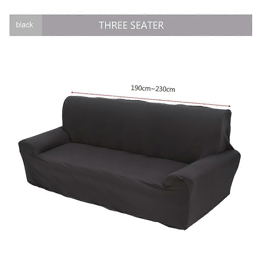 Sofa Couch Stretch Covers Elastic Fabric Home Settee Protector Three Seater Black 190~230cm