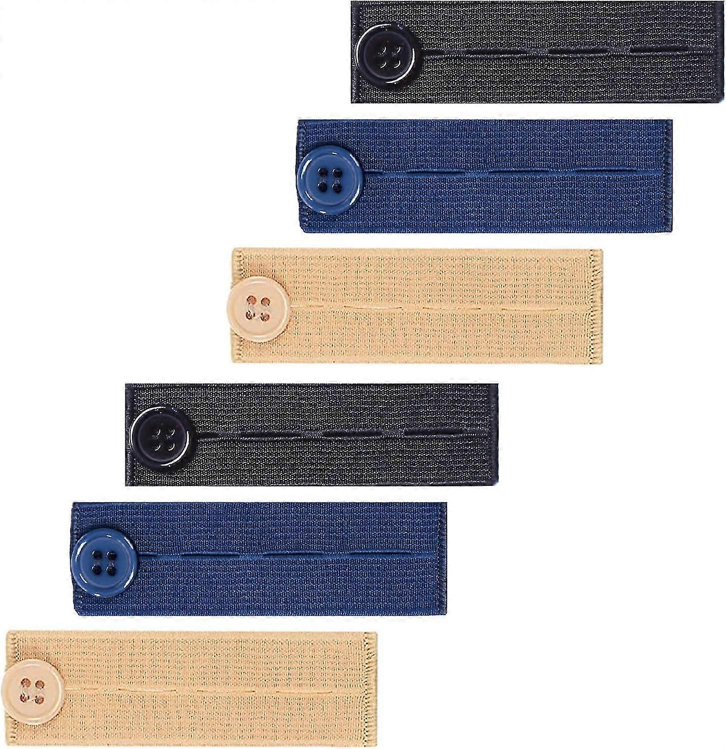 6 Pieces Elastic Waist Extenders, Adjustable Wasitband,3 Colours