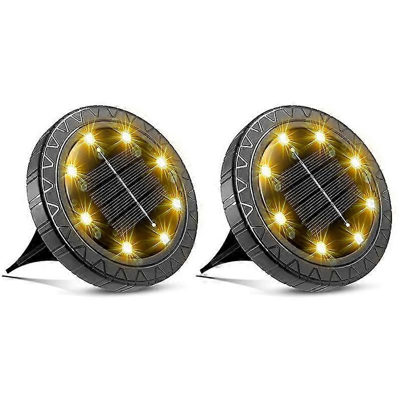 ソーラーパワーグラウンドライト8パック、防水LEDソーラーライト屋外ソーラーディスクライト装飾、ランドスケープパスウェイパティオヤール用ソーラーガーデンライト