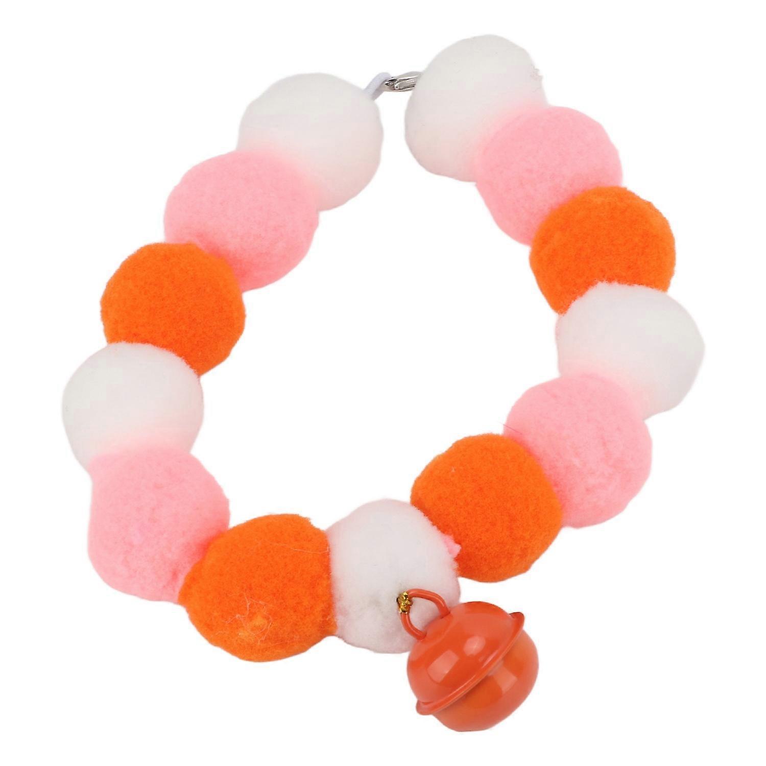 Pet Collar Soft Lightweight Plush Balls Cute Dog Cat Collar with Bell for Party DailyOrange 29cm