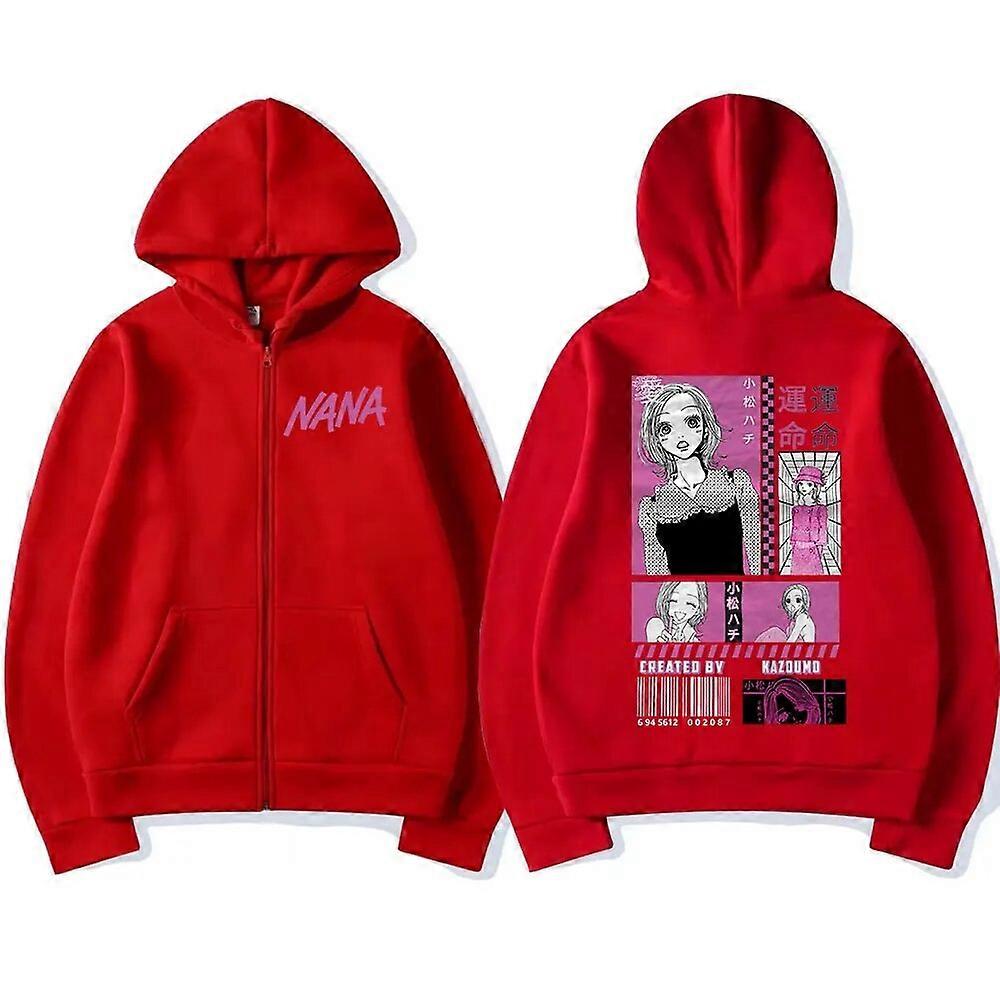Anime Nana Osaki Hachi Komatsu Sudaderas con capucha con cremallera Ropa de hombre Sudadera con capucha con cremallera Fleece Manga larga Chaqueta de sudadera con capucha de gran tamaño