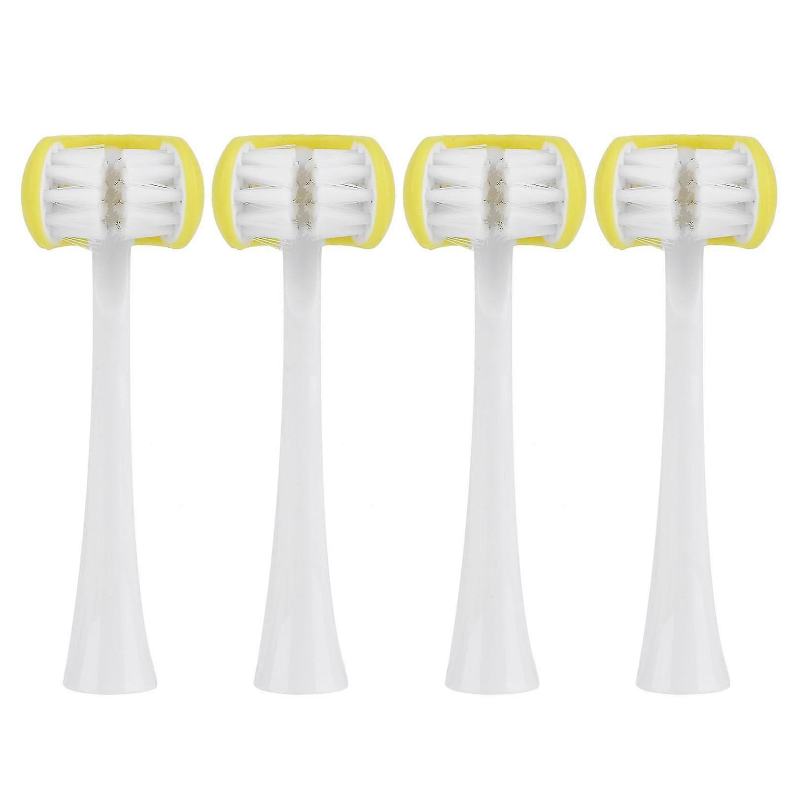 Yellow 4Pcs U-Shaped Brush Head Replacement for USB Charging Electric Toothbrush