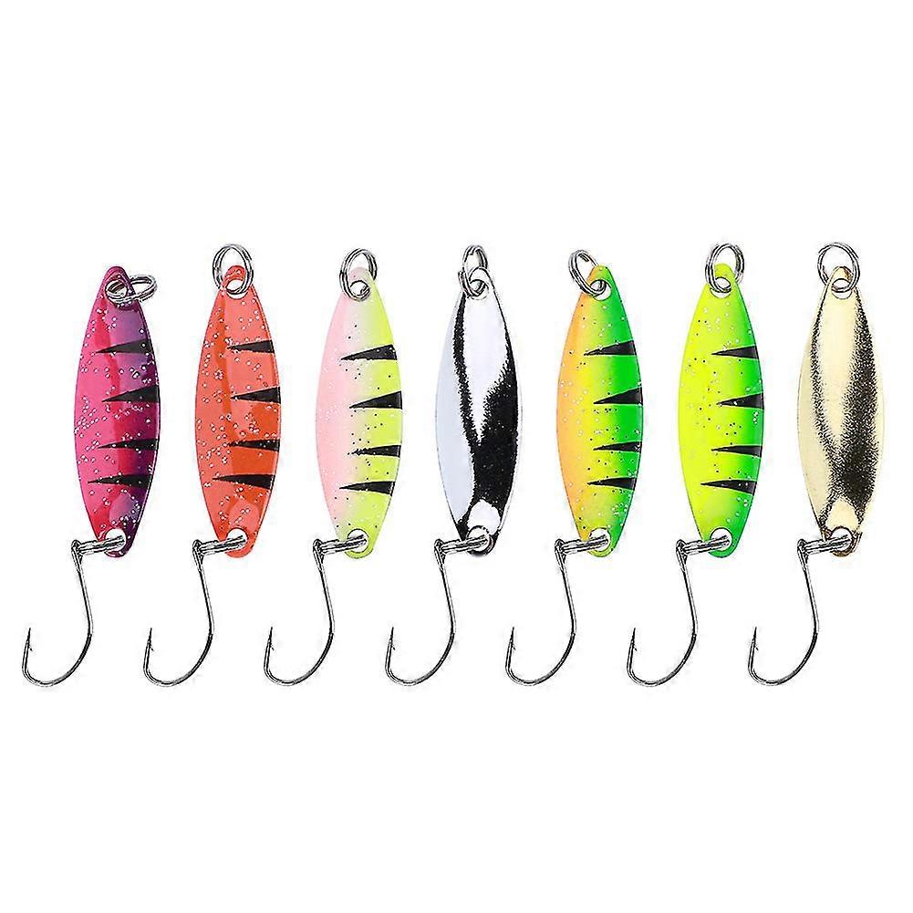 Multicolor Sequin Fishing Lure Bait Tackle Set with 7pcs Metal Spoons