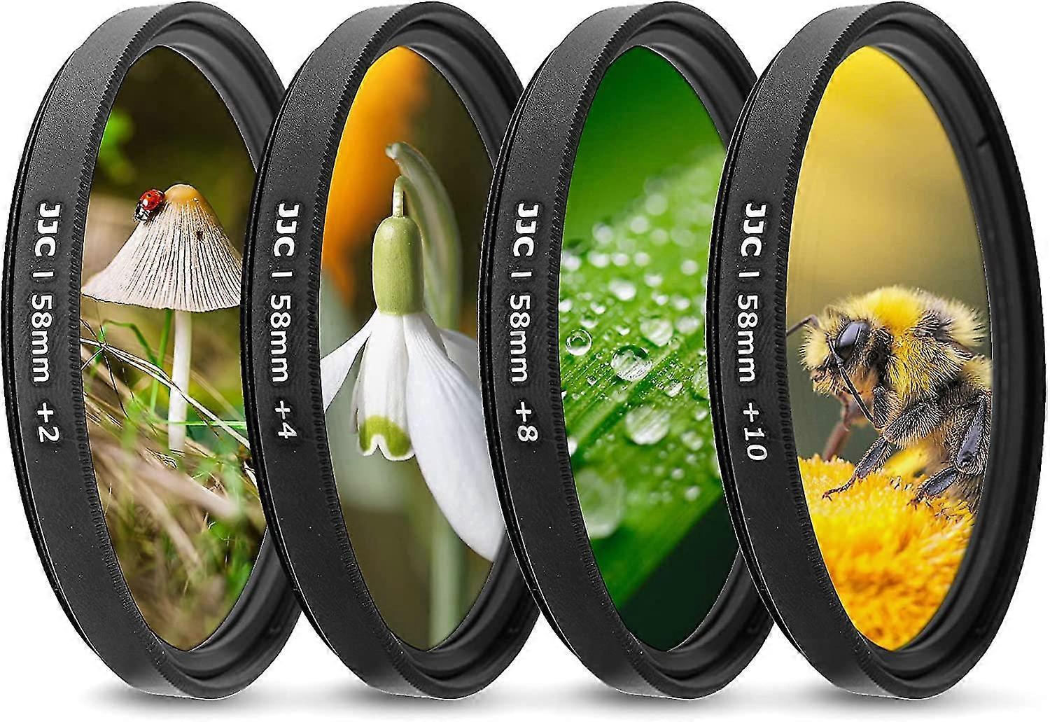 58mm Close-up Macro Filter Kit (+2, 4, 8, 10) With Filter Pouch Compatible With Canon Eos 90d 80d 5dii 5diii 60d 70d + Ef 50mm F/1.4 And Other 58mm Th