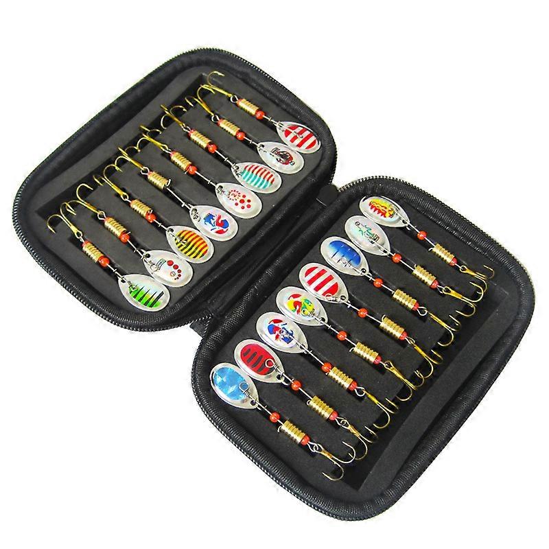 Angelköder, Spinner-Angelköder, Hartmetall-Spinnerköder-Set mit Tragetasche, Forellenköder, Barschköder, Angelköder mit tragbarer Angeltasche