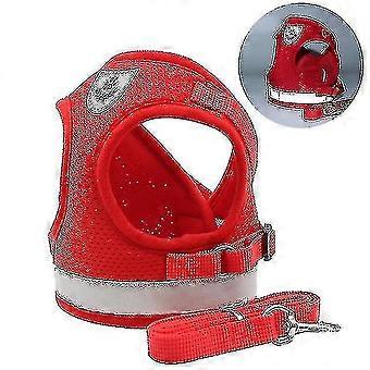 Breathable Cat Harness And Leash Escape Proof Pet Clothes Kitten Puppy Dog L Red