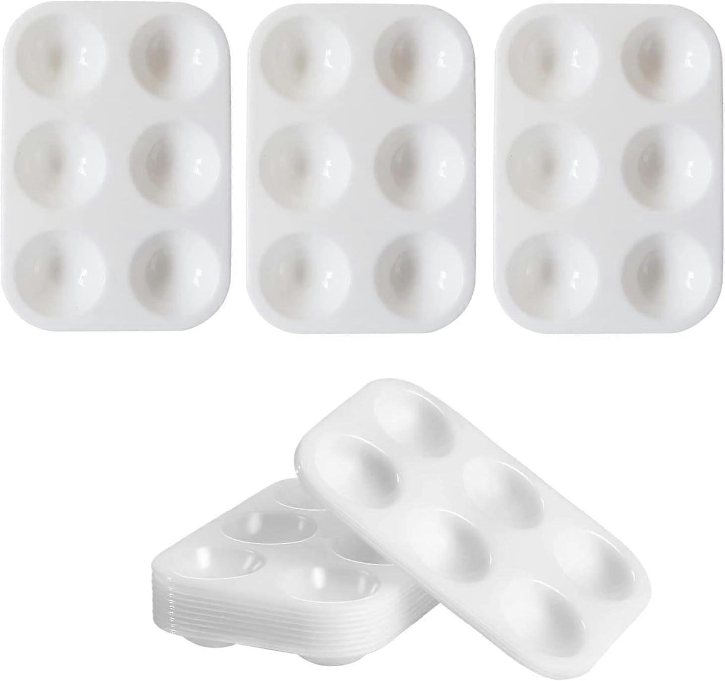 10 PCS Paint Tray Palettes,Plastic Rectangular Watercolor Palette with 6 Wells