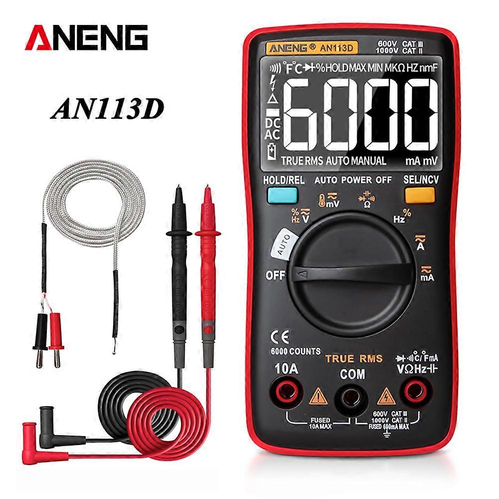 ANENG AN113D Digital Multimeter 6000 Counts Electrical Meter Transistor Tester Auto Rang AC/DC Voltage Process Calibrator