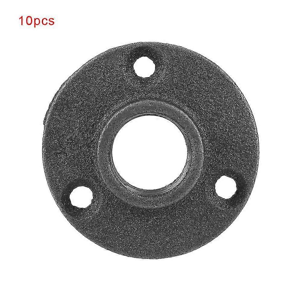 Black Cast Iron Floor Flange BSP Threaded Fitting Pipe Vintage Style Wall Flange Set of 10 (DN2034)