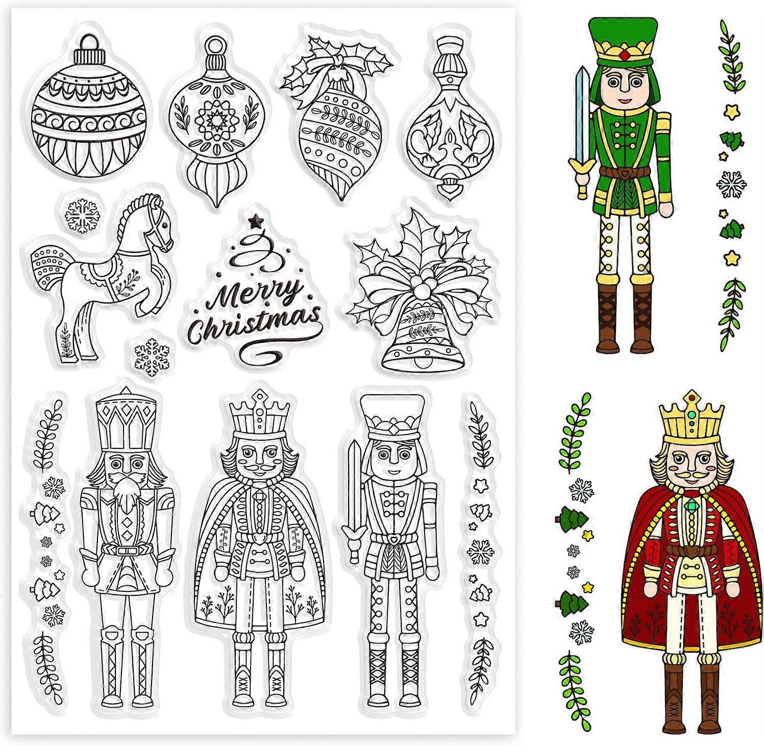 Christmas Nutcracker Pattern Decoration Clear Stamps Christmas Lantern Small Bell Transparent Silicone Stamps for DIY Scrapbooking Embossing Stencils