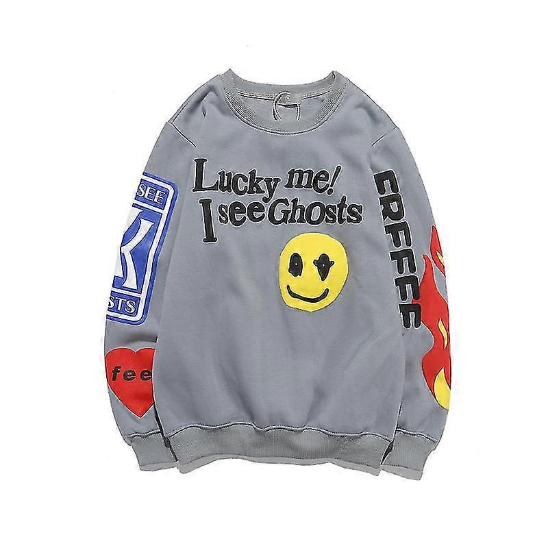 Męska i damska odzież dla par Kanye Sweater Modna marka Smiley Print Loose Round Neck Męska i damska kurtka polarowa