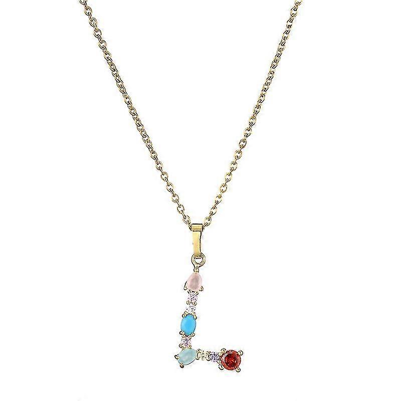 Inglés Letras L Color Gemstone Collar