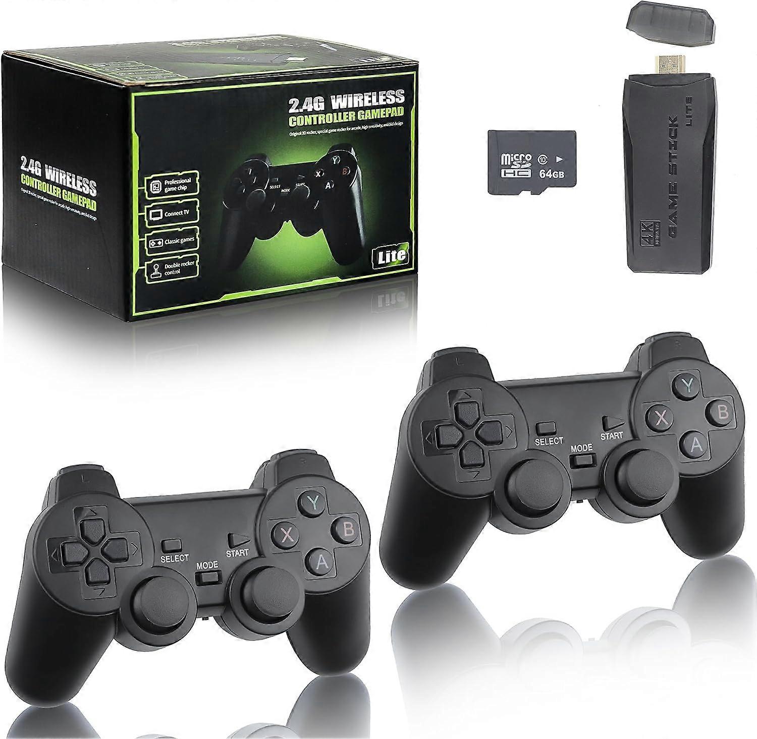 Retro Console - Console retrò con giochi classici, 9 emulatori integrati, 10.000+ giochi, uscita HDMI 4K e controller wireless a 2,4 GHz per, nero (