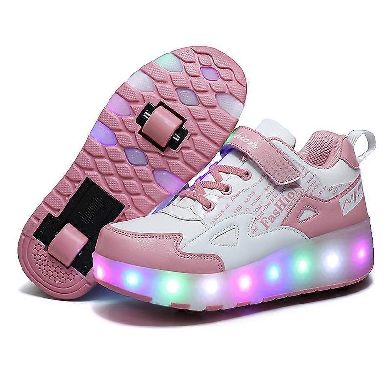 Two Wheels Luminous Sneakers Skates casual sports shoes children's two-wheel charging led flashing lights automatic invisible roller skates