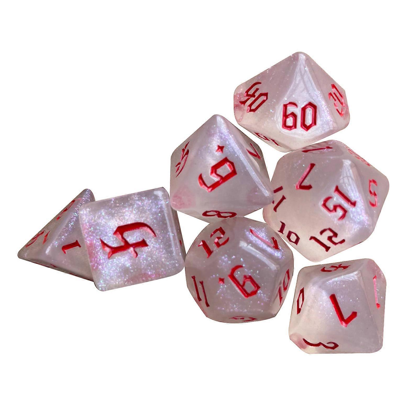 7 Pieces Colorful Transparent Multi-faceted Dices DIY Game Dice Various Shapes