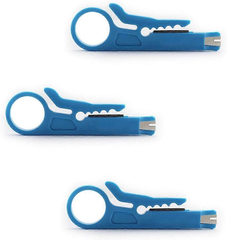 3-Pack Mini Wire Stripper Portable Crimping Tool UTP STP Network Cable Cutter Impact Punch Down Tool for Ethernet Module Blue