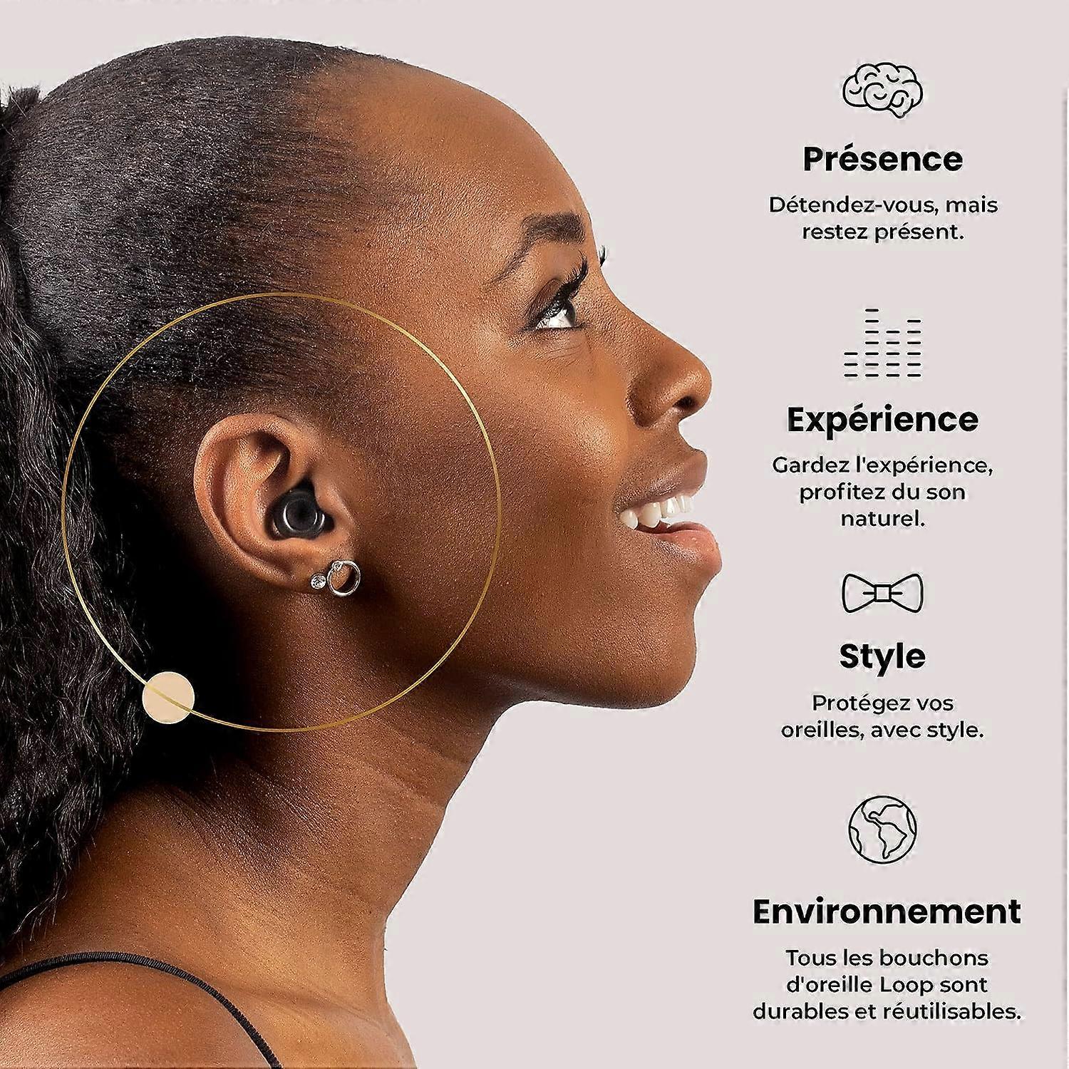 2pairs-Black Experience Ear Plugs for Concerts - High Fidelity Hearing Protection for Noise Reduction, Motorcycle, Work and Noise Sensitivity
