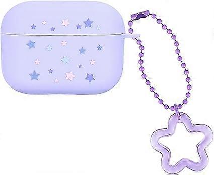 (Purple) Airpods Pro 2 Earphone Case, Cute Star Earphone Case, Soft Silicone Shockproof Case for Airpods Pro 2nd Generation