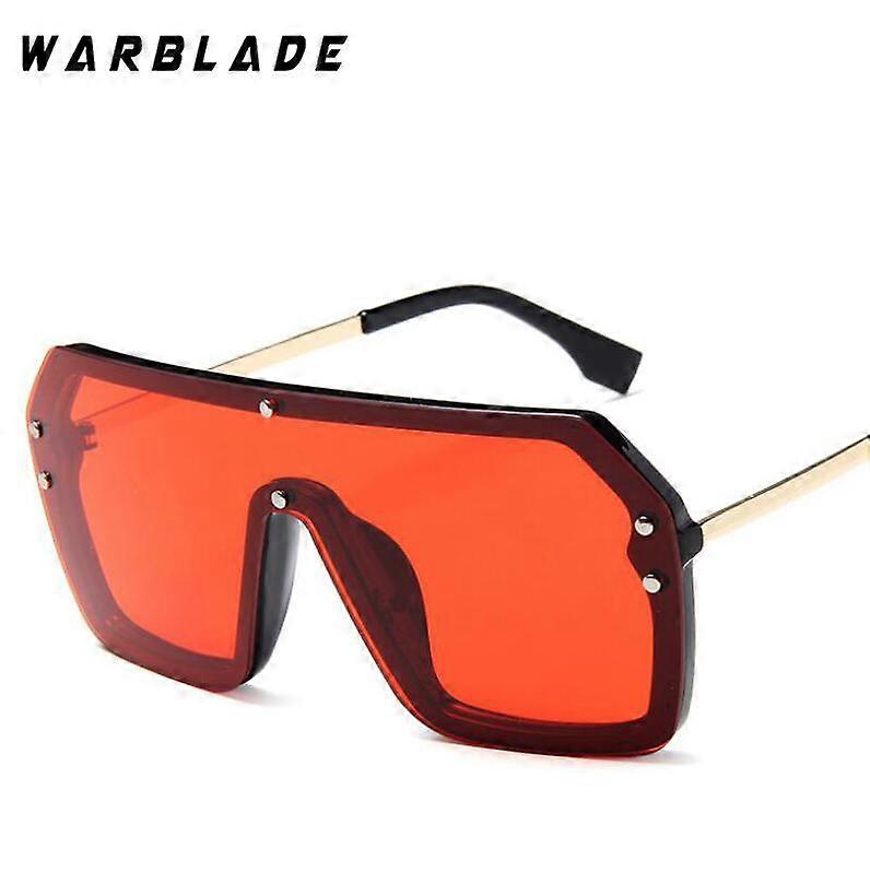 WarBLade 2019 Fashion Vintage Oversized Square Sunglasses Men One Piece Lens Big Frame Sun glasses For Women UV400 Silver Mirror