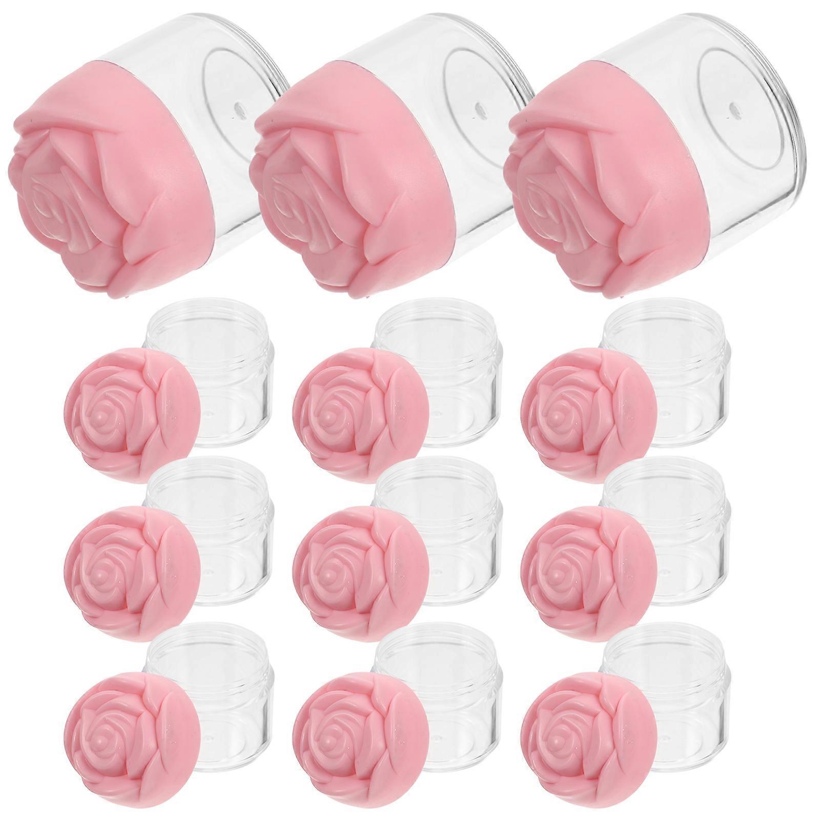 12pcs Rose Lid Cream Jars Empty Facial Cream Jars Travel Cream Containers 20g