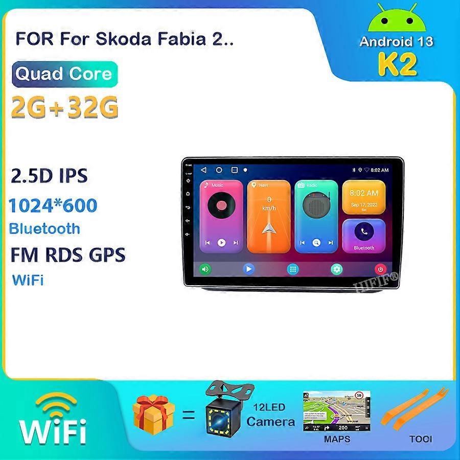 Android 13 DSP CarPlay Car Radio Multimedia Video Player Auto Stereo GPS For Skoda Fabia 2 2008 - 2013 2 din dvd