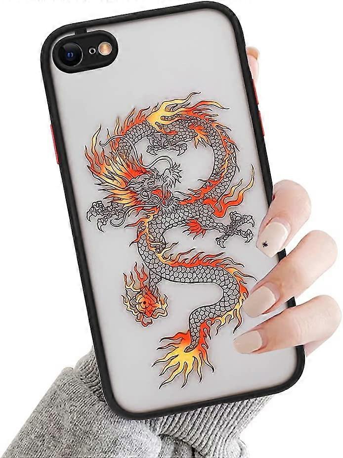 Compatible for iPhone 7/8/SE 2020/SE 2022 Case for Clear Animal Dragon Cartoon Pattern Frosted PC Back 3D and Soft TPU Bumper Silicone Protective Case