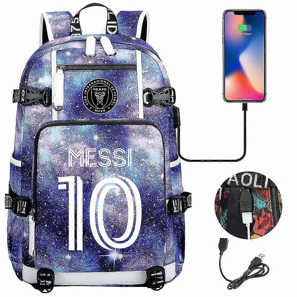 Σακίδιο παραλλαγής Messi με θύρα USB | Αδιάβροχες σχολικές τσάντες lap-top 17 ίντσας για επιχειρήσεις &; ταξίδια | Πολυλειτουργική & βρεφική ικανότητα Mochila