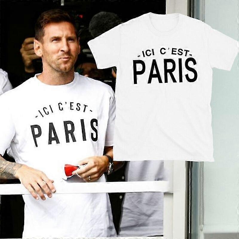 Leo Lionel Messi Same Style T-Shirt Ici C'est Paris Print Top Man Sommer Casual Baumwolle Tee Fans T-Shirt Harajuku Kleidung