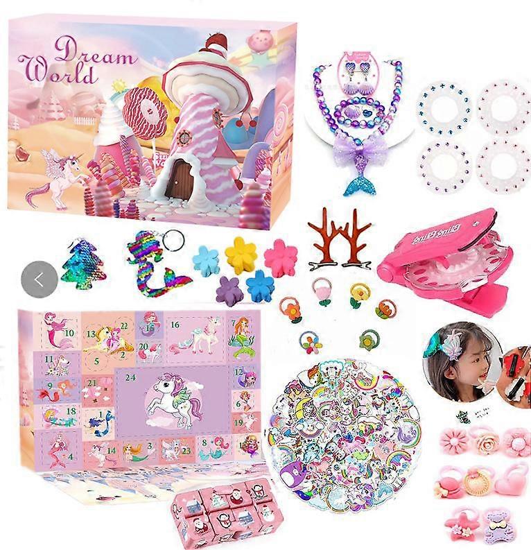 Jule dobbeltsidig blindboks sett DIY dekompresjonsventilerende sensoriske leker 24-dagers nedtelling gaveeske